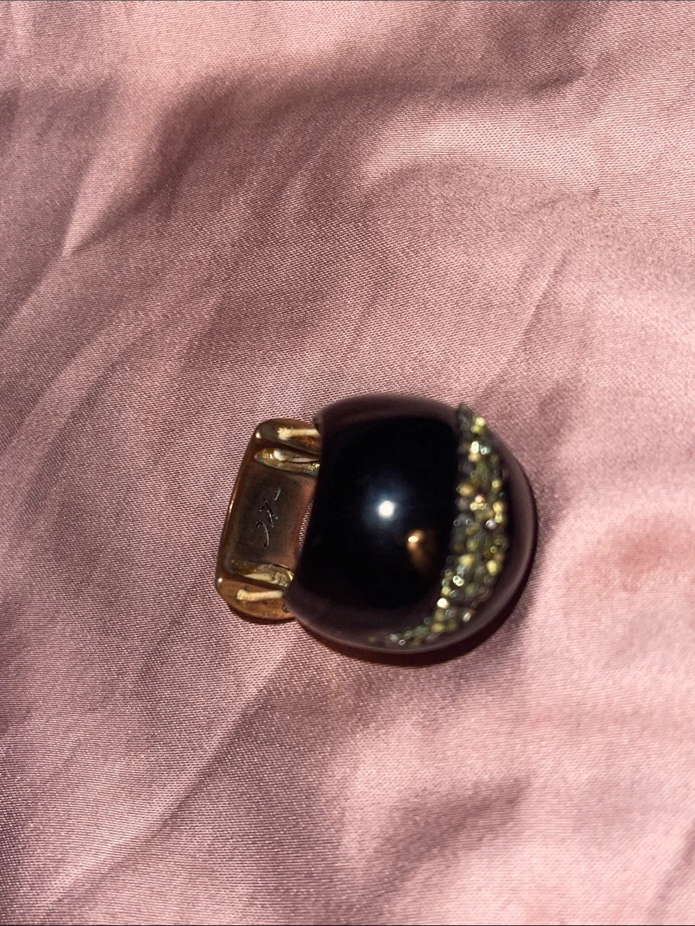 Black and Gold bling ring shaped like crescent